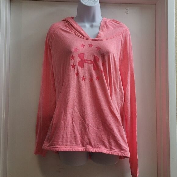 Under Armor pink hooded long sleeve top - Picture 1 of 4